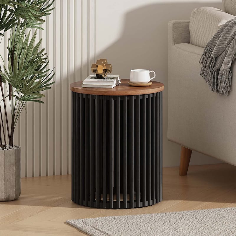 Modern Design Wood Side Table - Natural+Black