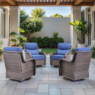 Arcadia Wicker Patio Swivel Glider Chairs with 6-Inch Cushions (4-Pack)