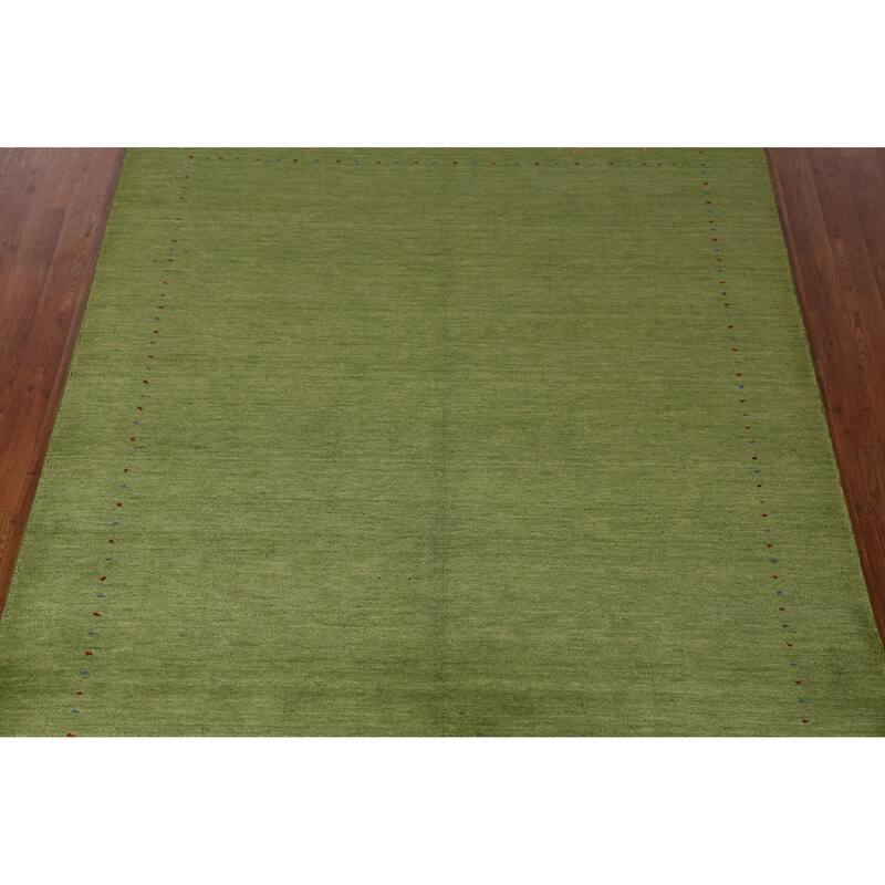 Hand Knotted Oriental 100% Wool Carpet Tribal Animal Pictorial Green Gabbeh Area Rug - 7' 8'' X 5' 4''