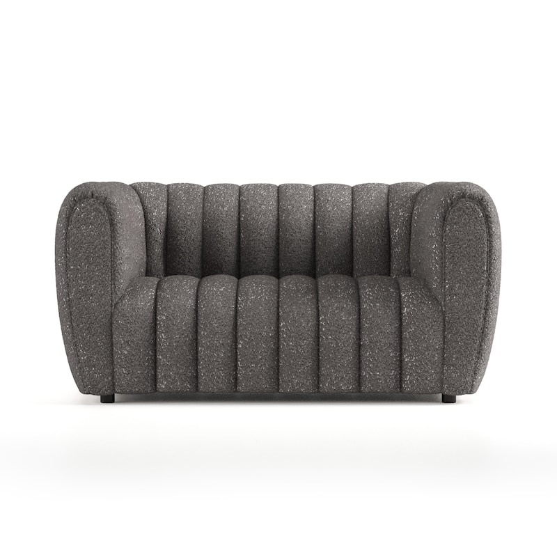 Furniture of America Lucinda Modern Vertical Channel Tufted Boucle Accent Sofa Set with Wooden Legs