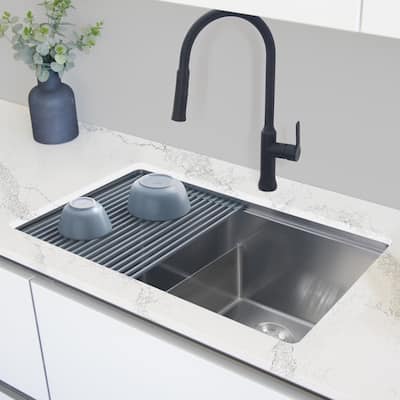 Undermount 28" Stainless Steel Double-Bowl Kitchen Sink Handmade - 28" x 19" x 10"