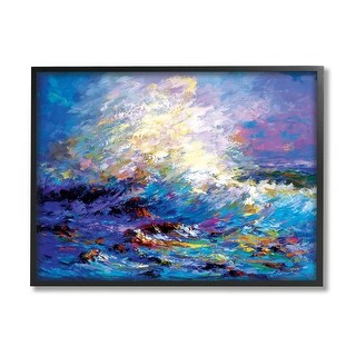 Stupell Abstract Colorful Ocean Waves Framed Giclee Art Design by Leon ...