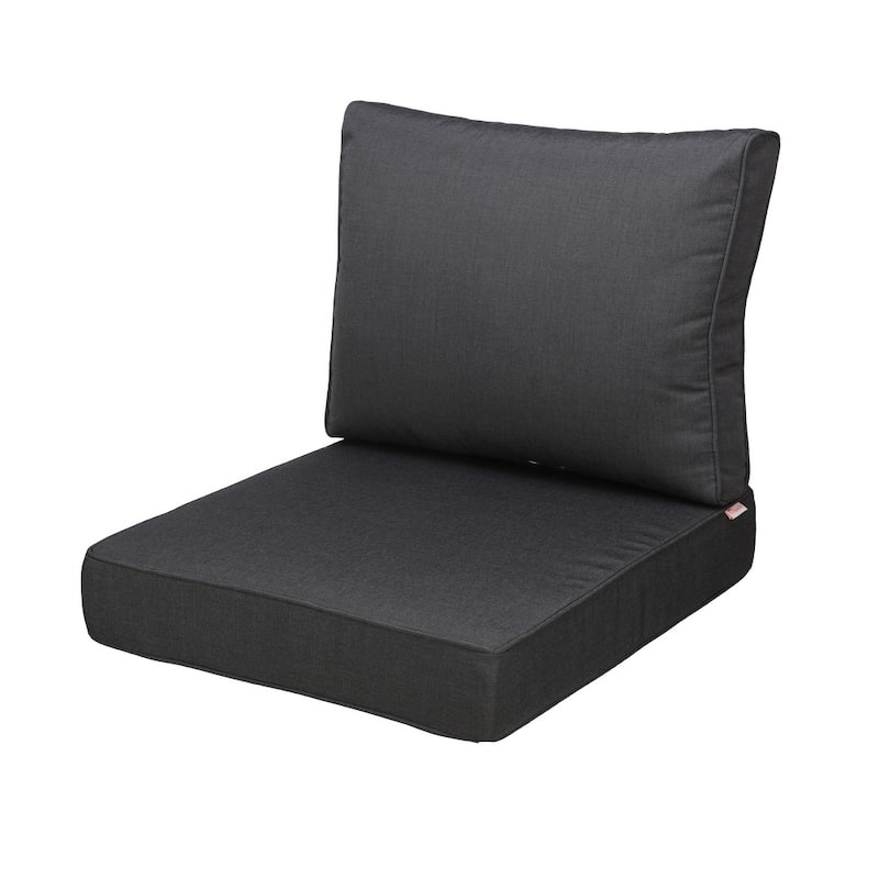 Sunbrella Outdoor Cushions, Outdoor Deep Seat Cushions Set for Chairs - 23" W x 24.5" D - Grey/Square cushion