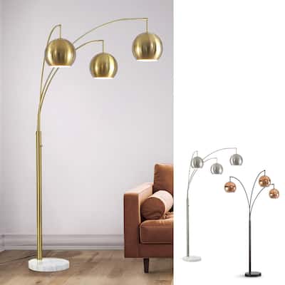 Metro 84"H Metal Globe 3 Lights LED Dimmable Arch Floor Lamp with LED Vintage Bulbs