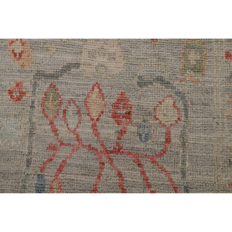 Hand Knotted Oriental 100% Wool Carpet Transitional All-Over Greys & Charcoal Oushak Runner Rug - 6' 4'' X 1' 10''