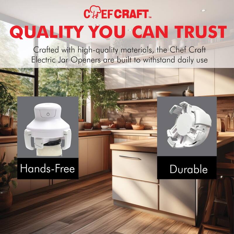 Chef Craft Electric Jar Opener, Hands-Free Automatic Lid Remover for Seniors, Arthritis and Weak Hands, Fits Wide...