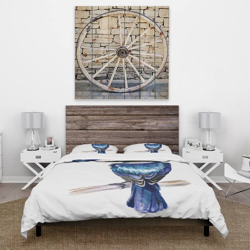 Designart 'Style Kingfisher Bird' Traditional Duvet Cover Set