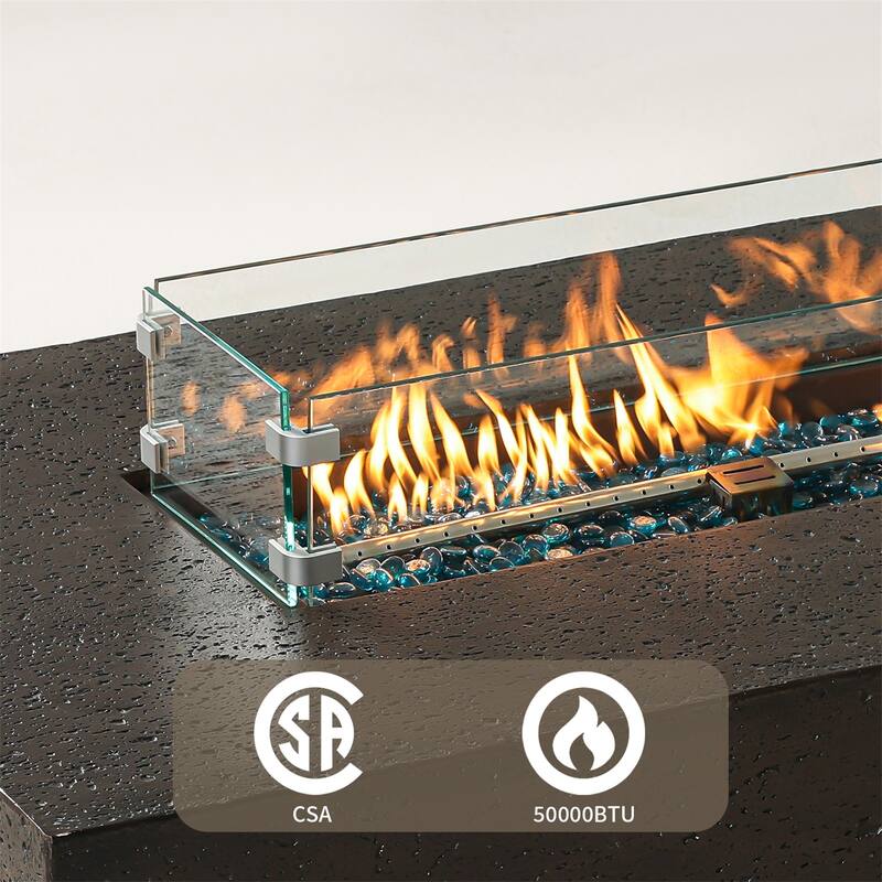 COSIEST 42'' Outdoor Rectangle Propane Fire Pit Table, 50000BTU - 42"*17"*13"