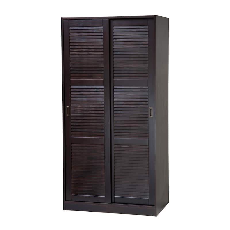 Palace Imports 100% Solid Wood 2-Sliding Door Wardrobe Armoire with Mirrored, Closed Louvered or Raised Panel Doors