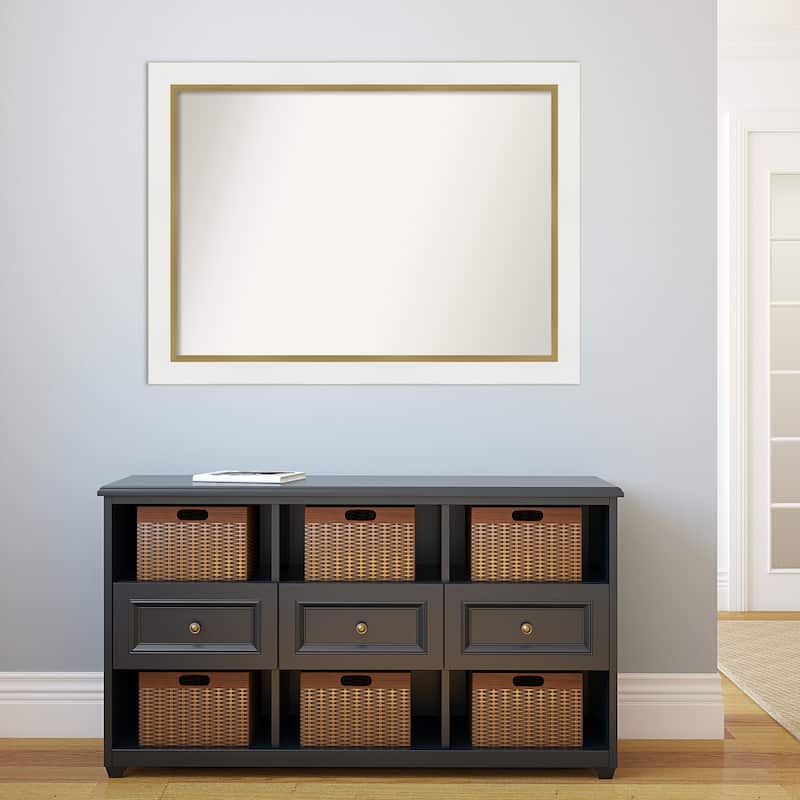 Non-Beveled Bathroom Wall Mirror - Eva White Gold Frame