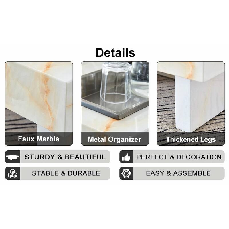 Modern Coffee Table with Imitation Marble Patterns