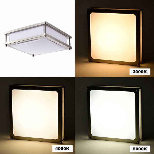 C Cattleya 15.75 in. LED Flush Mount Light Dimmable 23W Selectable 3000K 4000K 5000K Brushed Nickel