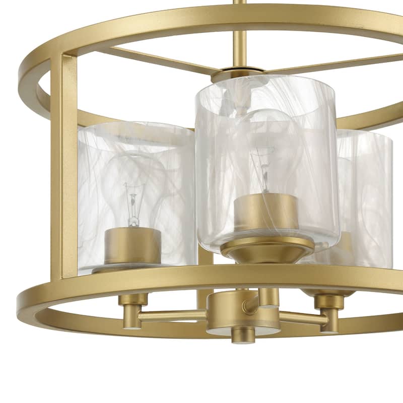 Modern Transitional 3-light Gold Semi-flush Chandelier with Art Glass - 15