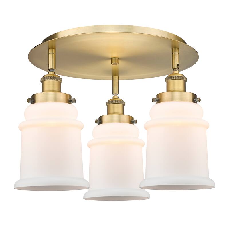 Innovations Lighting Canton - 3 Light 18" Flush Mount - Brushed Brass/Matte White