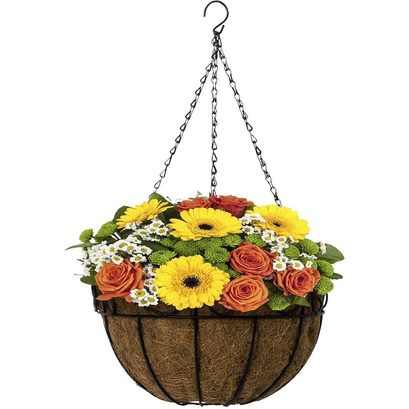 4 Pack Metal Hanging Planter Basket Huge 14 Inch Hanging Flower Pot Basket & Coco Coir Liner for Indoor/Outdoor Garden