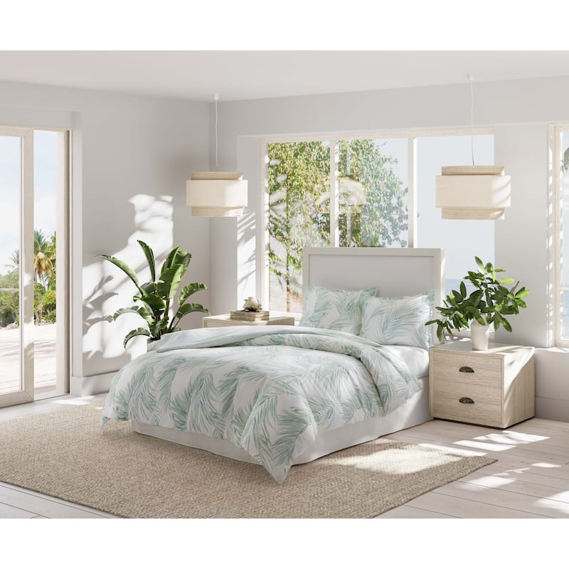 Tommy Bahama Canyon Palms Green Cotton 3 Piece Duvet Cover Set