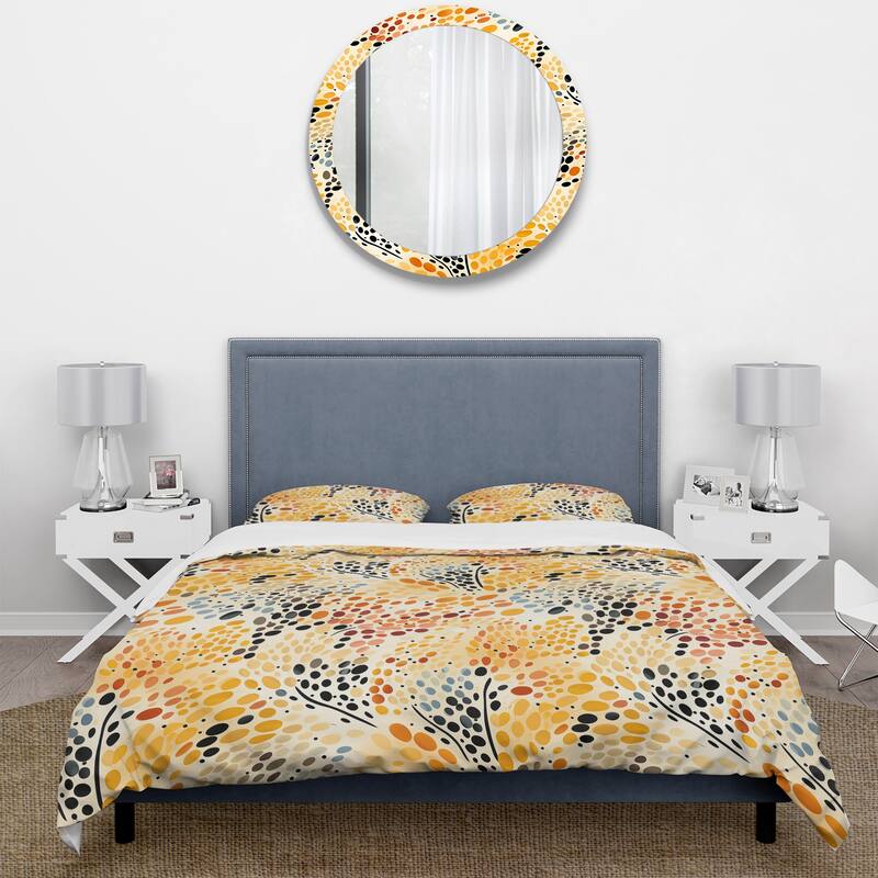 Designart "Watercolor Pattern Dot" Orange Modern - Bedding Cover Set With Shams