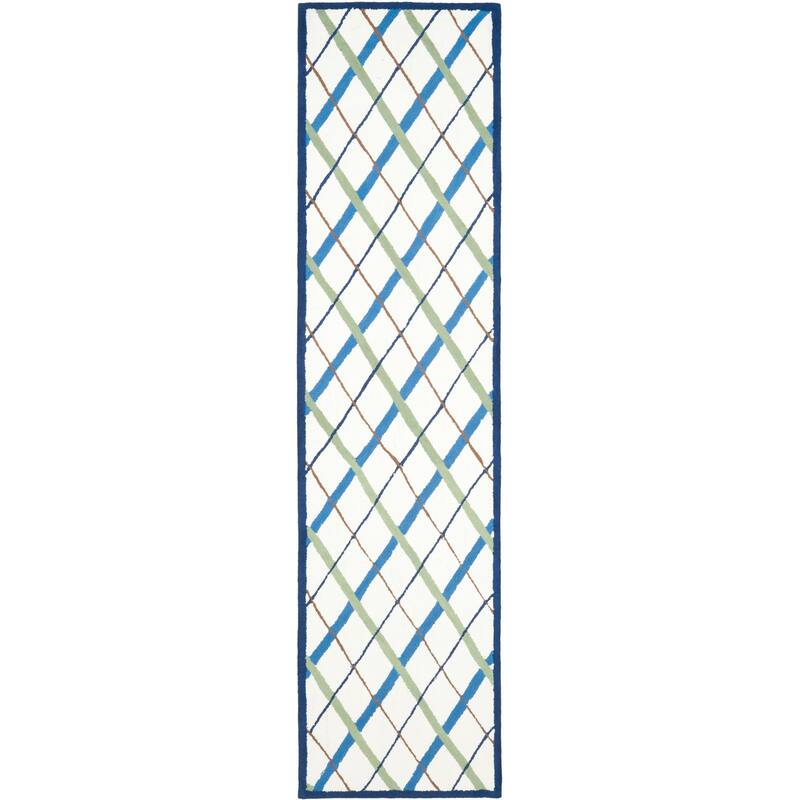 SAFAVIEH Kids Alby Cotton Rug - 2'3" x 9' Runner - Ivory/Blue - Runner