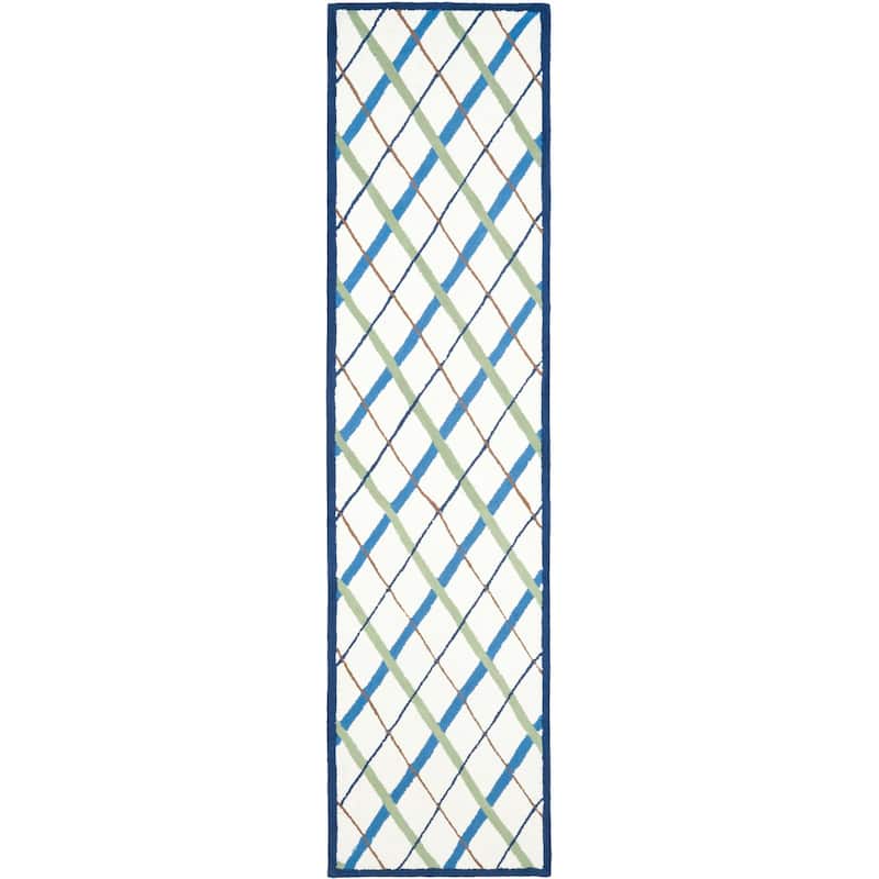 SAFAVIEH Kids Cheri Cotton Rug - 2'3" x 9' Runner - Ivory/Blue