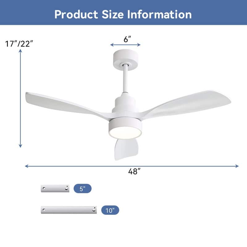 Sofucor 48/52 Inch Wood Ceiling Fan with Light and Remote/Smart App Voice Control, Dimmable Lights Included