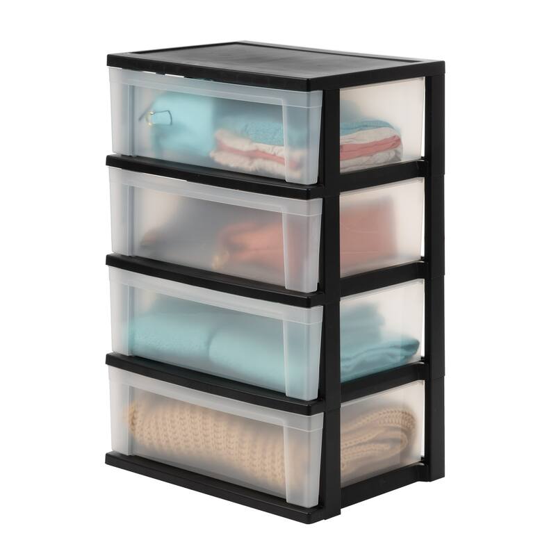 IRIS USA® Nesting Stacking Wide Chest 29 Qt - Black