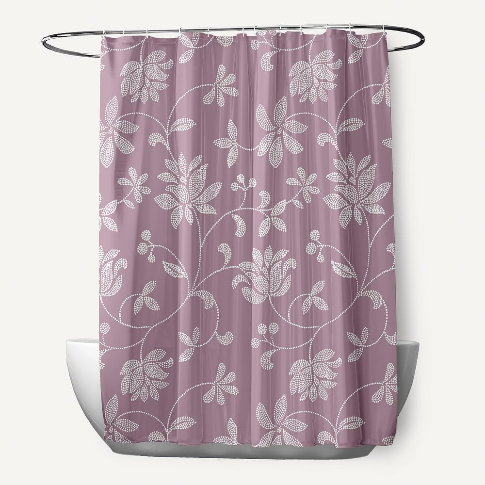 71 x 74-inch Traditional Floral Print Shower Curtain