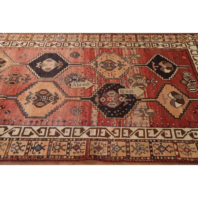 Hand Knotted Oriental 100% Wool Carpet Traditional Geometric Red Lori Area Rug - 7' 10'' X 4' 0''