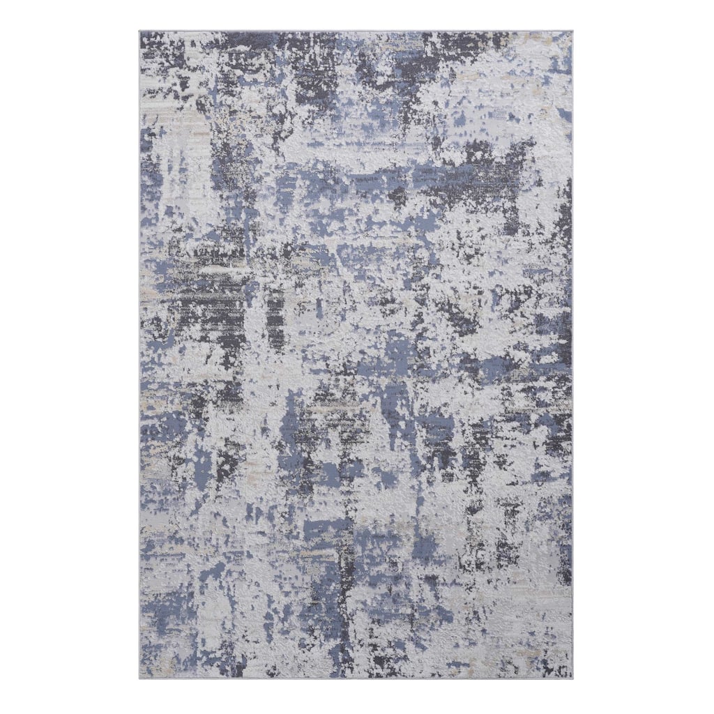 LOOM & LUXE Collection Grey/Denim/Abstract Non-Shedding Area Rug