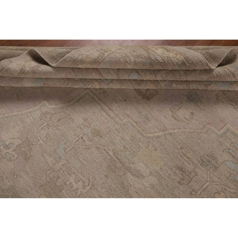 Vegetable Dye Oushak Large Square Area Rug Hand-Knotted Wool Carpet - 12'5"x 12'4"