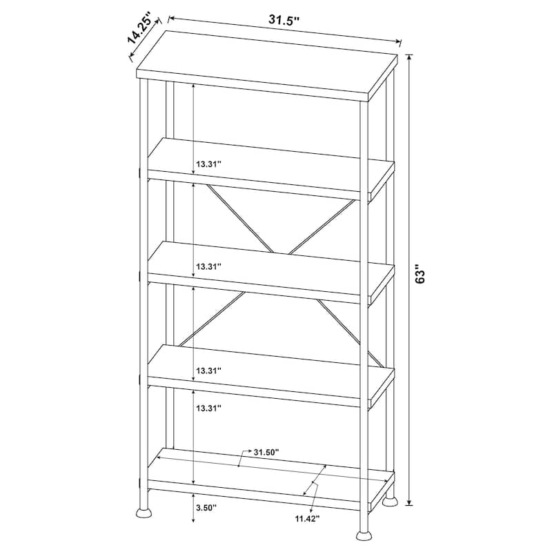 Analiese Farmhouse 63-inch 4-shelf Bookshelf - 31.50" x 14.25" x 63.00"