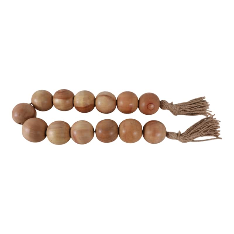 Mango Wood Jute Tassel Beaded Garland - 32"