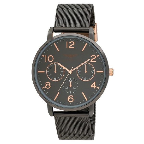 5 Colors Available- Mens Faux Chrono Mesh Two Tone Dial Bracelet Watch. Opens flyout.