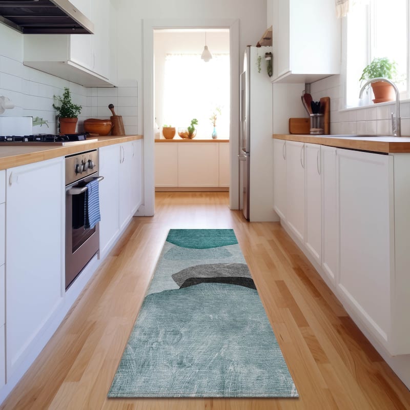 Premium Washable Super Soft Modern Abstract Mayfield Rug - Teal - 2' 3" x 7' 6" - Runner