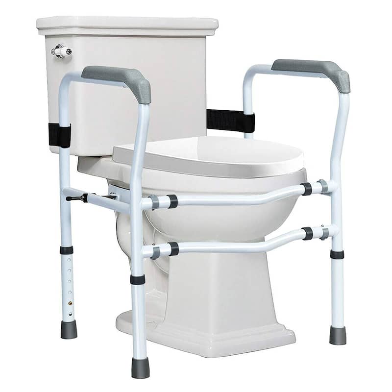 Costway Toilet Safety Frame Stand Alone Toilet Safety Rail with - See details - White - See details