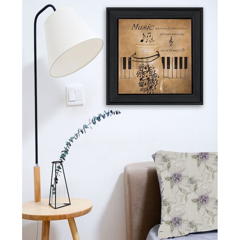 TrendyDecor4U Farmhouse "Music" Framed Print Wall Art by Robin-Lee Vieira - Earthtone