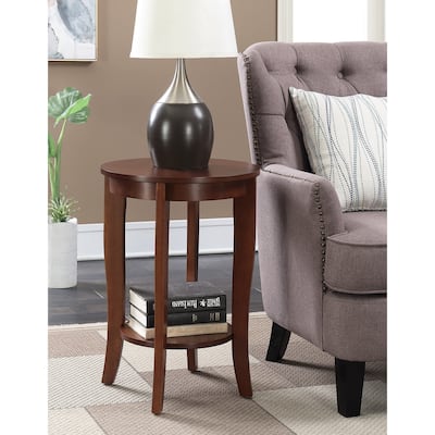 Round End Table - Modern Accent Table with Storage Shelf - Living Room Coffee Table - 24