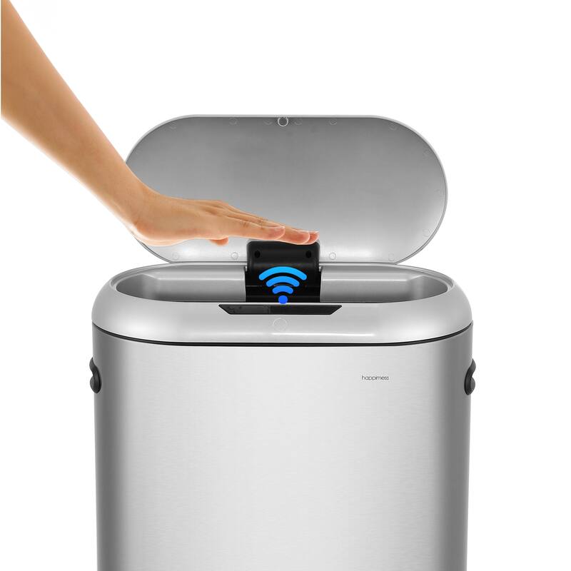 happimess Robo Kitchen 13.2-Gallon Slim Oval Motion Sensor Touchless Trash Can with Touch Mode