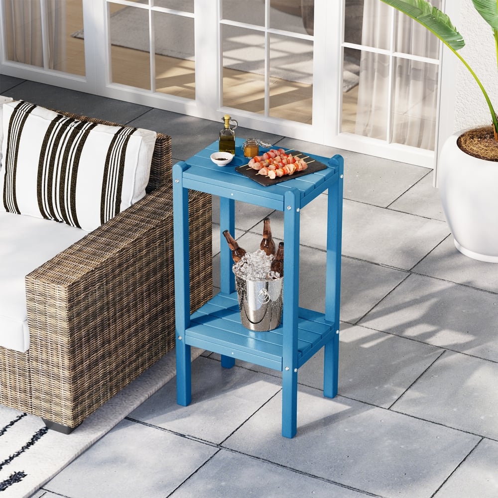 Laguna Hdpe All Weather Outdoor Patio Two Shelf Square Table