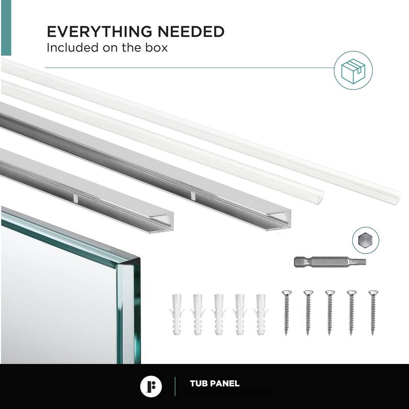 Full Frame Fixed Tub Clear Tempered Shower Glass Panel