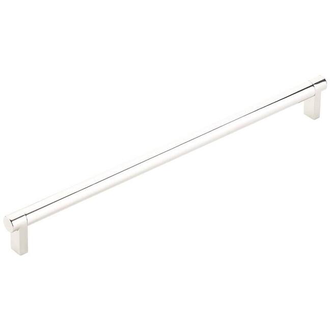 Emtek 84058.REC.SM Smooth 12" Center to Center Bar Cabinet Pull with - Polished Nickel / Polished Nickel Stem