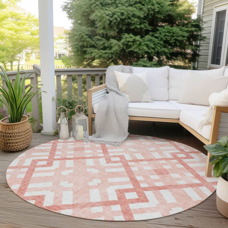 Machine Washable Indoor/ Outdoor Chantille Contemporary Trellis Rug