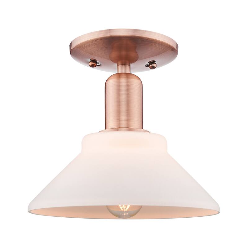 Innovations Lighting 716-1C-9-9 Orwell Semi-Flush Orwell 9" Wide - Antique Copper / Matte White