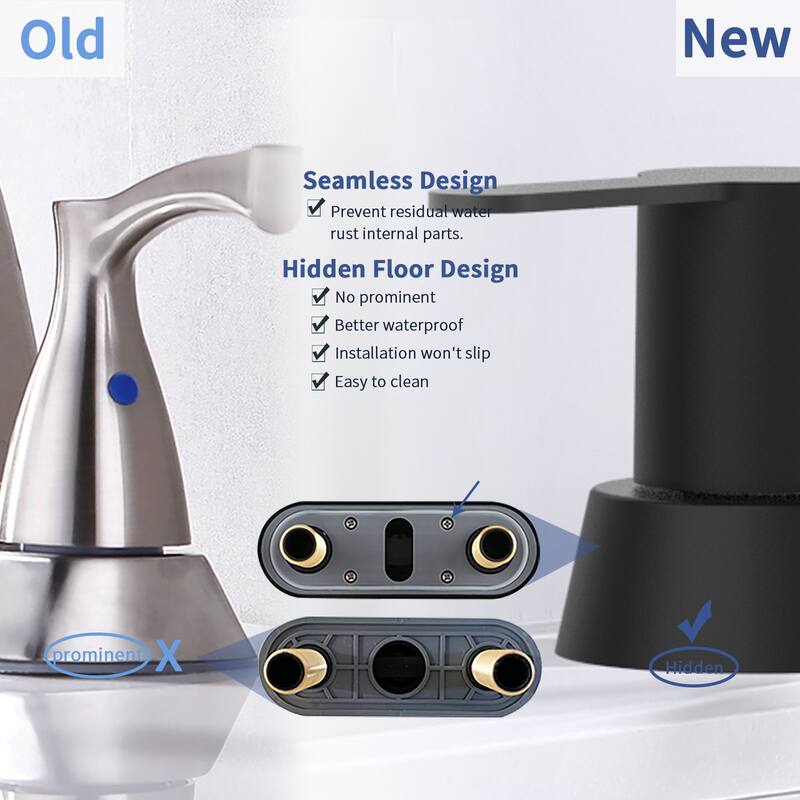 Modern 2 Handle 360 Degree Swivel Bathroom Sink Faucet with Aerator No Leak Valve, Water Saving, Splash and Fingerprint Proof