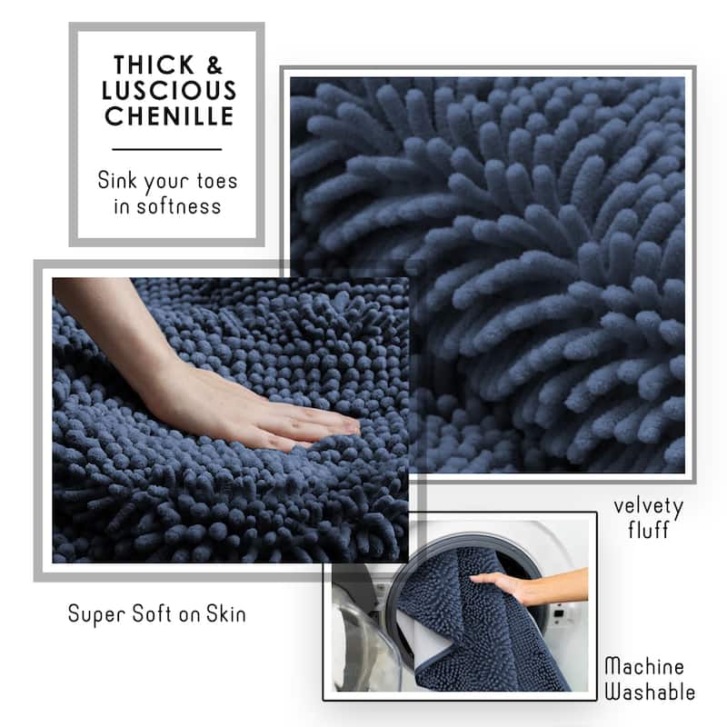 Empyrean Non-Slip Super Plush Chenille Bathroom Rugs