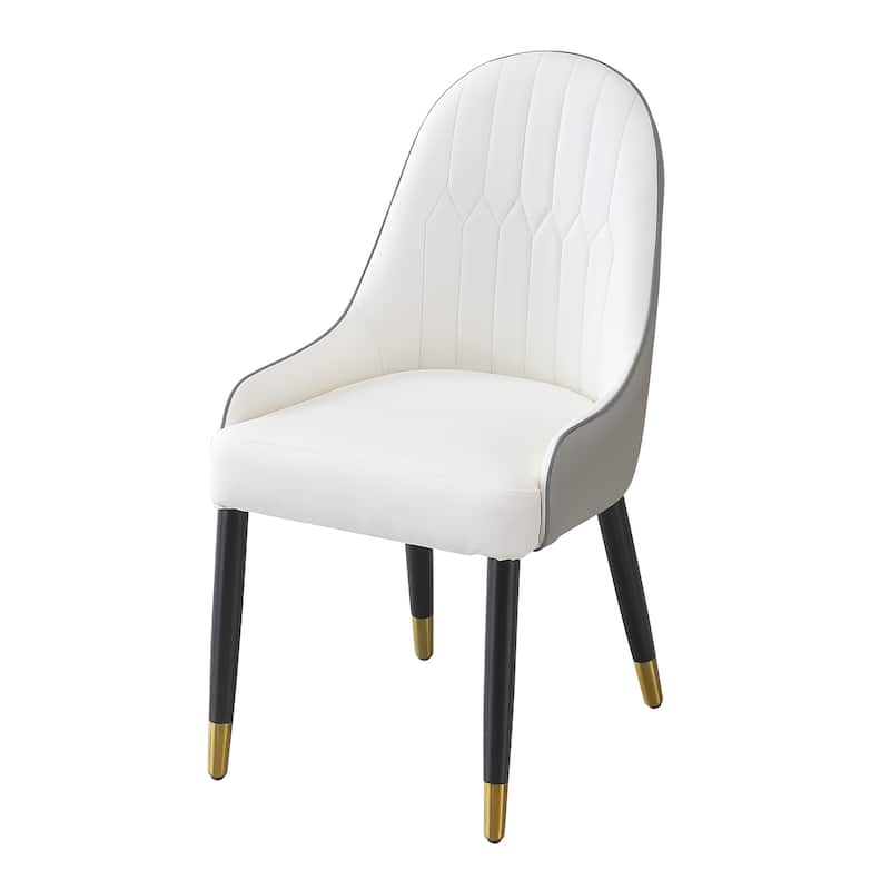 Dining Chairs Set of 2, High Back Upholstered Dining Side Chair, Faux Leather Chair with Sturdy Thickened Metal Legs