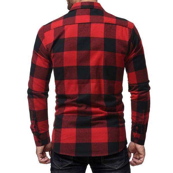 Shop Mens Hipster Plaid Flannel Shirts Long Sleeve Slim Fit Dress Button Down Shirts Overstock 27202678