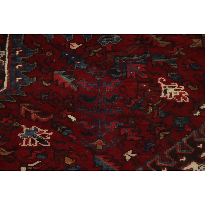 Hand Knotted Oriental 100% Wool Carpet Traditional Medallion Red Heriz Area Rug - 11' 1'' X 8' 4''