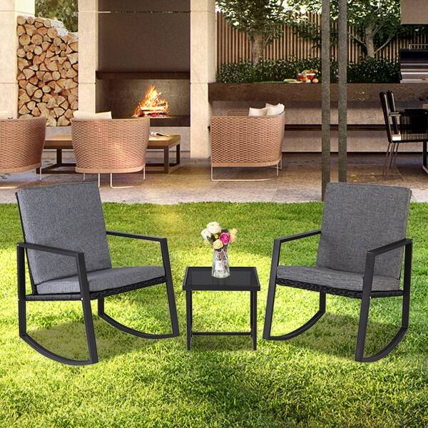 Shop 3 Pcs Rocking Chairs Set Outdoor Patio Furniture Overstock