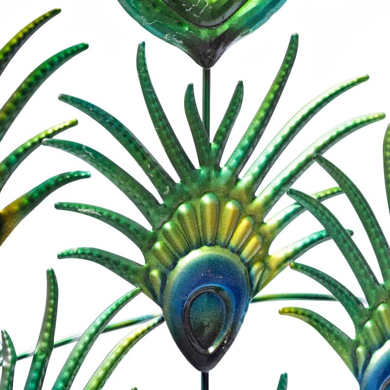 Colorful Metal Indoor/Outdoor Standing Peacock Sculpture