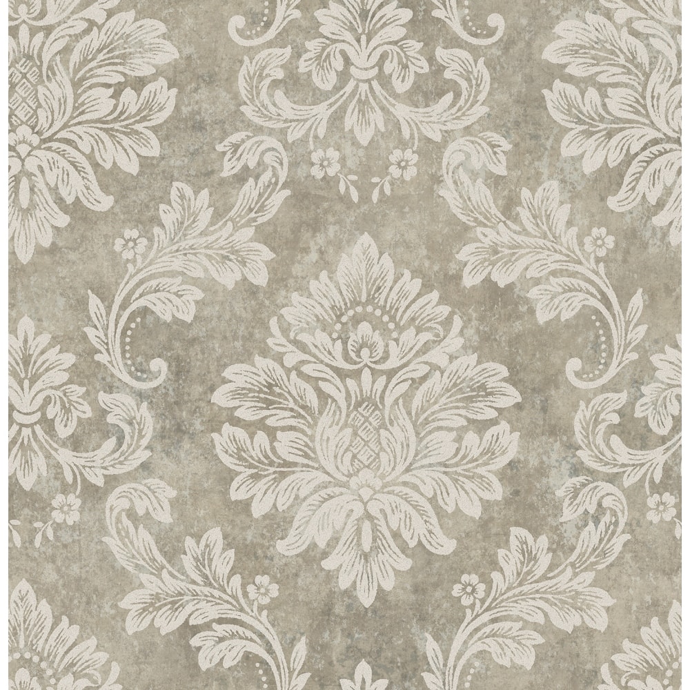 Seabrook Designs Villa Leaf Damask Unpasted Wallpaper
